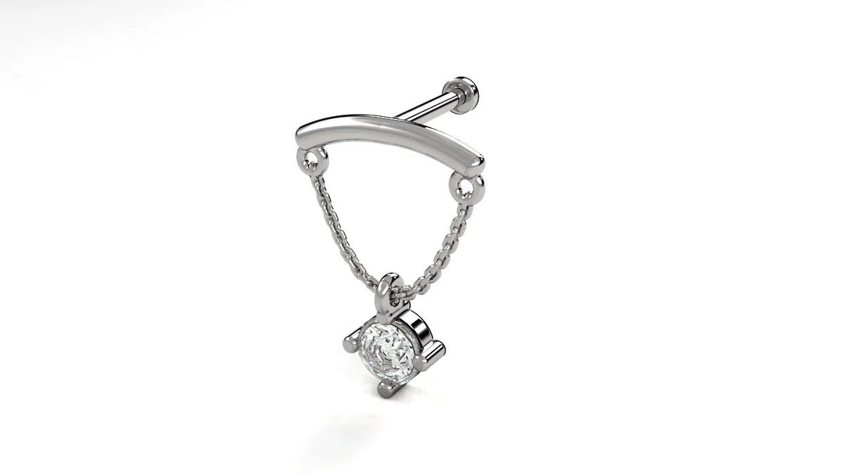 Curved Labret Diamond Piercing Model PR2 · 2