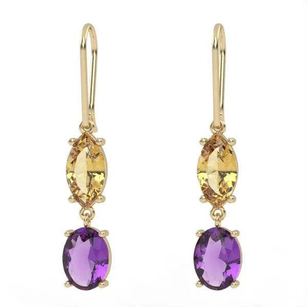 Gold Earrings // Amethyst earrings // Gemstone jewelry // For women // For girl // EAG15 · 1