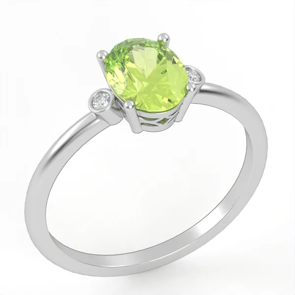 Gold ring//peridot//natural diamonds//CVD diamonds//for women//Model//GR3 · 2
