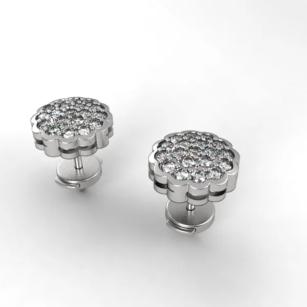 Gold earrings with diamonds // Natural diamonds // Lab diamonds // White gold // Rose gold // Ear19 · 1