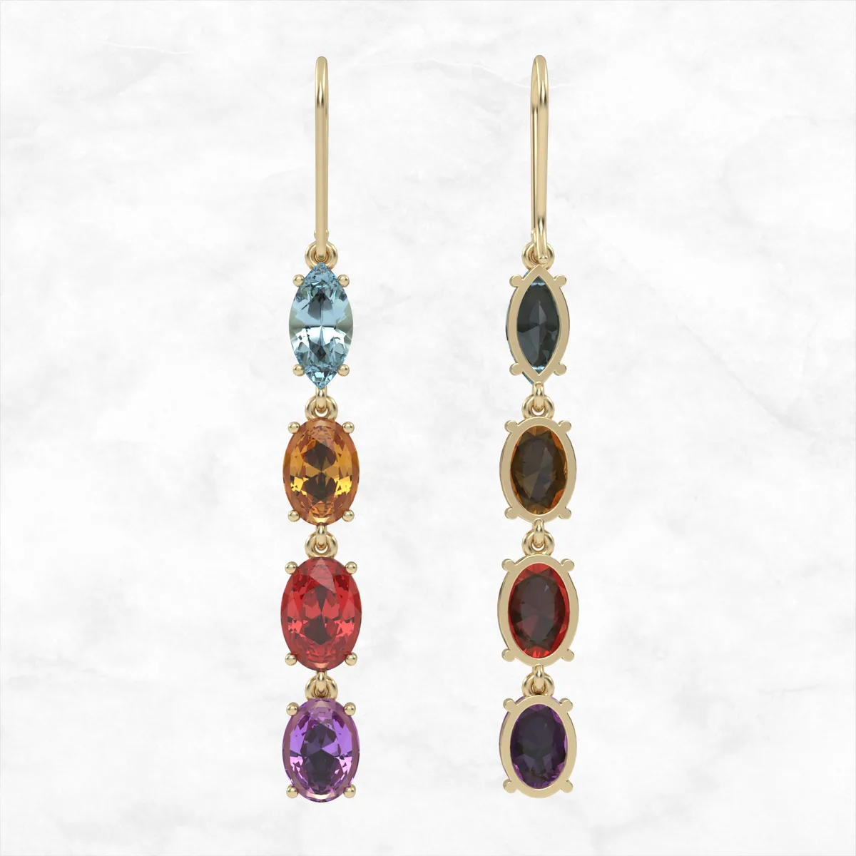 Dazzling gold earrings with precious stones, stylish design, made of yellow, rose or white gold, an ideal gift for girls and women.  Model EAR12 · 6