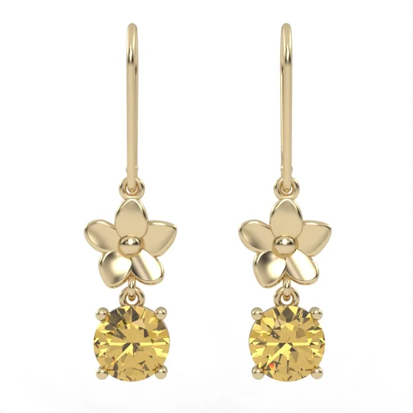 Gold Earrings // Citrine // For women // For girl // EAG12 · 2