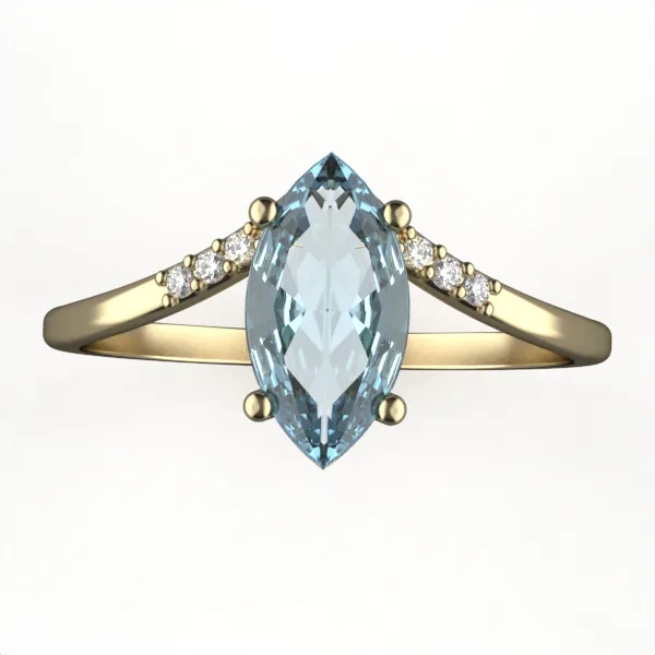 Blue Topaz & Diamond //Gold Ring//Blue Topaz//gift for women//gemstone jewelry//GSR15 · 1