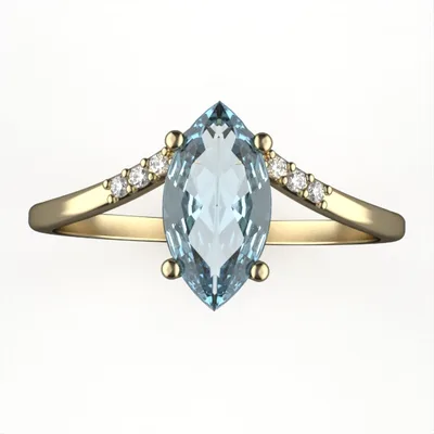 Blue Topaz & Diamond //Gold Ring//Blue Topaz//gift for women//gemstone jewelry//GSR15