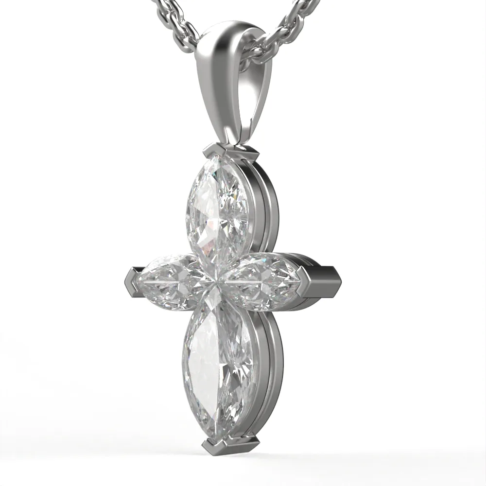 Diamond cross pendant in gold with CVD diamonds, elegant religious jewelry for everyday wear, perfect Christian gift. DP27 · 2