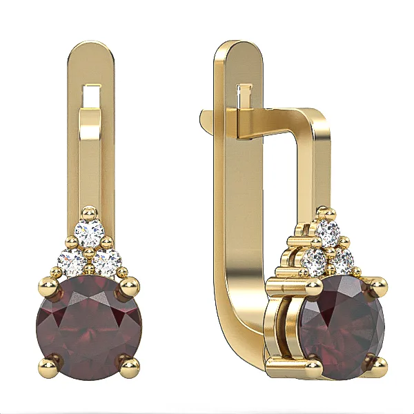 Garnet & Diamond Gold Earrings Model EAG35 · 2
