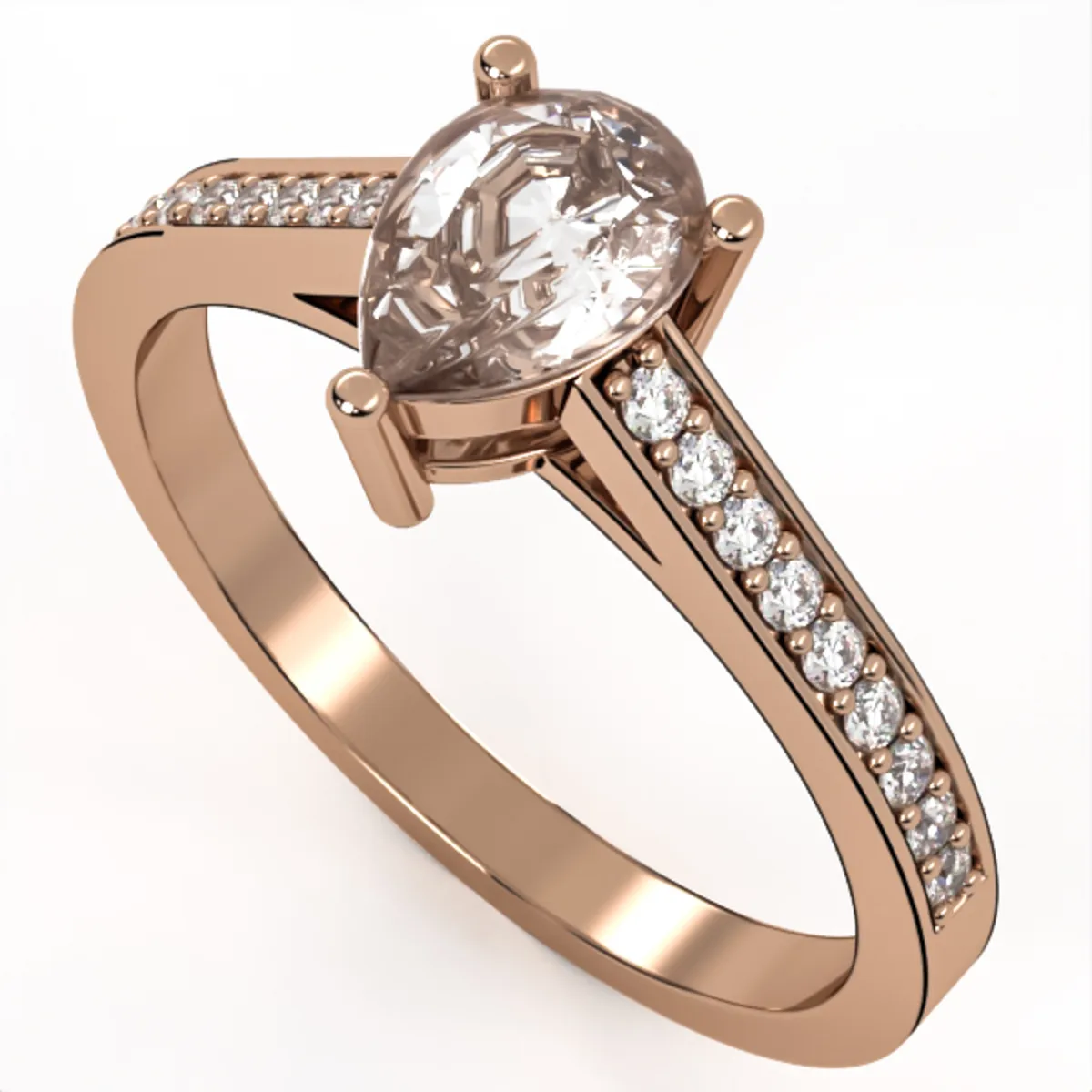 Diamond ring // Engagement ring // Drop diamond // Natural or CVD diamonds // Model ER20 · 3