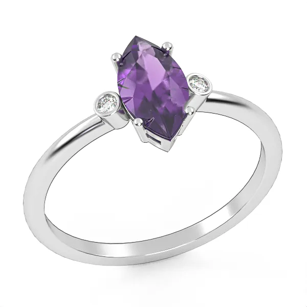 Buy//gold ring//amethyst//natural diamonds//CVD diamonds//for women//GSR7 · 3