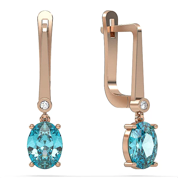 Gold Earrings // Swiss blue topaz // Natural or Lab diamonds // Gemstone jewelry // EAG2 · 2