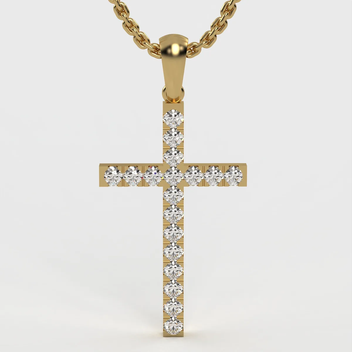 Diamond cross pendant in gold with diamond8, elegant religious jewelry for everyday wear, perfect Christian gift. DP28 · 2