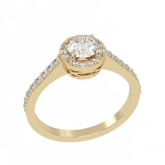 Halo Engagement Ring // Diamond Band // Wedding Ring // White Gold // Rose gold // ER6 · 2