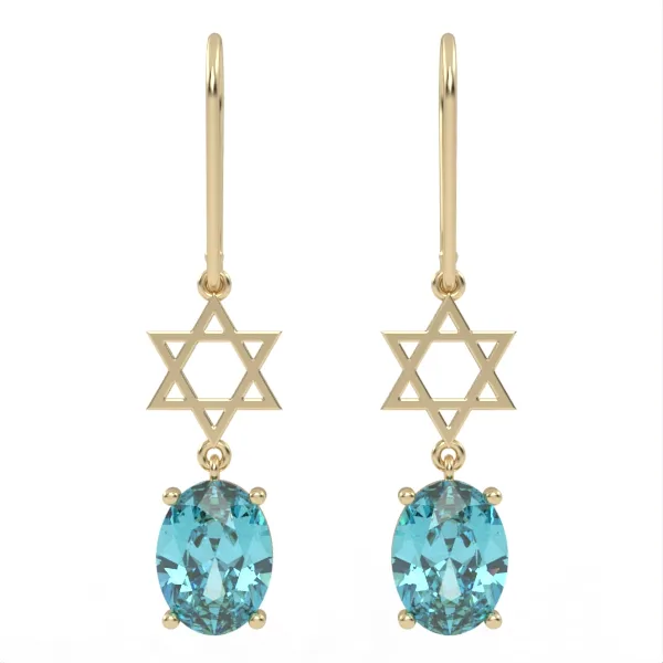Gold Earrings // Swiss blue topaz // Jewelry gift // For women // EAG18 · 3
