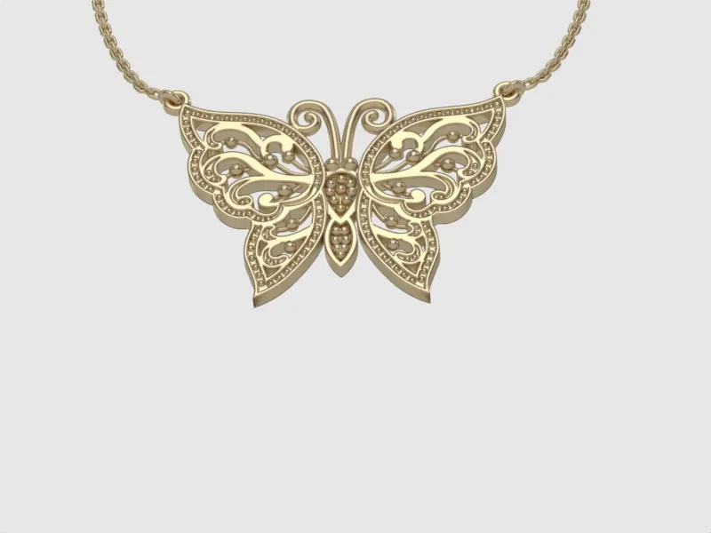 Gold Pendant // Pendant butterfly // Rose gold // White gold // Gift // Fine jewelry // Elegant pendant // DP49 · 3