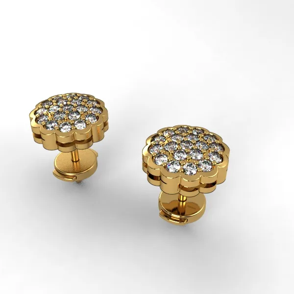 Gold earrings with diamonds // Natural diamonds // Lab diamonds // White gold // Rose gold // Ear19 · 4