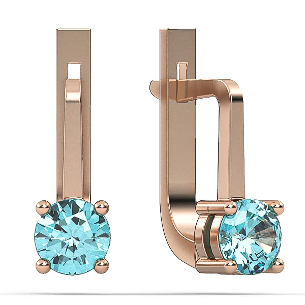 Exquisite Suisse Blue Topaz Earrings 14K Gold Plated, Chic Fashion Jewelry for Daily Wear. model EAG37 · 2