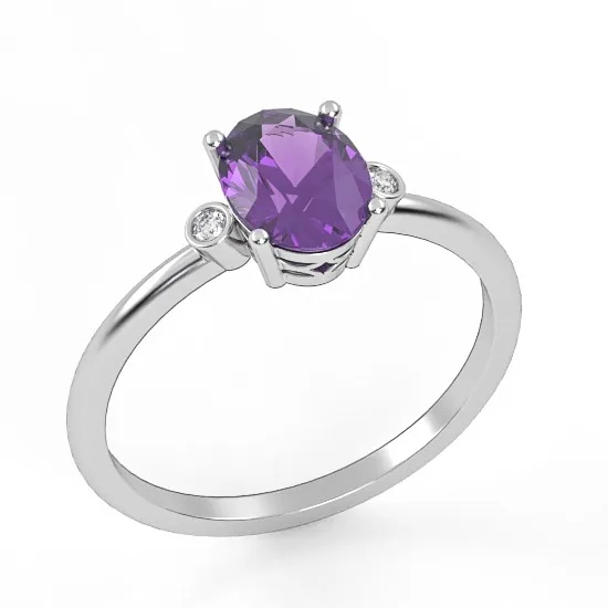Silver ring // Amethyst ring // Zircons // For women // For girl // Jewelry gift // SR2 · 1