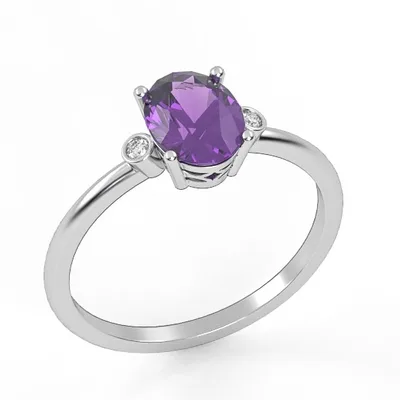 Silver ring//Amethyst ring// Zircons//for women//for girl//jewelry gift//SR2