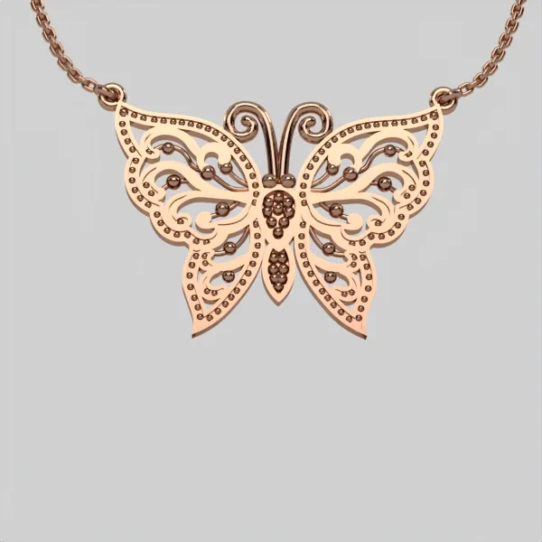 Gold Pendant // Pendant butterfly // Rose gold // White gold // Gift // Fine jewelry // Elegant pendant // DP49 · 2
