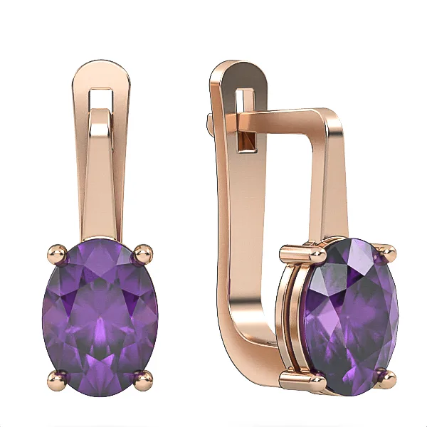 Gold Earrings // Amethyst earrings // Gift // For women // Present // EAG6 · 2
