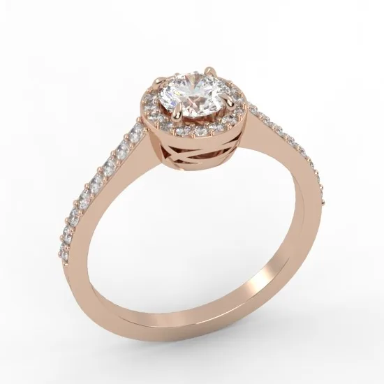 Halo Engagement Ring // Diamond Band // Wedding Ring // White Gold // Rose gold // ER6 · 3