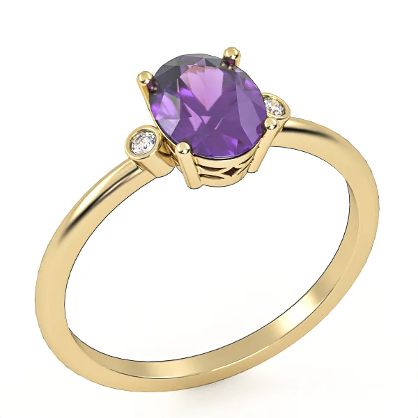 Silver Amethyst Ring // Natural or CVD Diamonds // Gemstone Jewelry // For Women // GSR2 · 4
