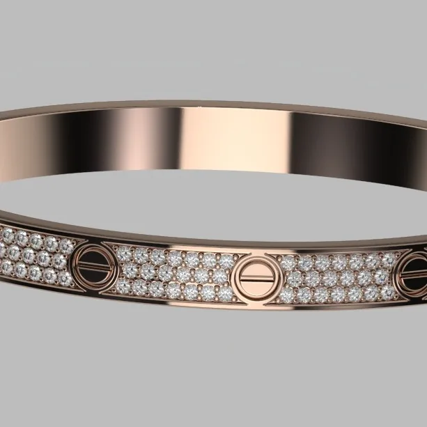 Gold bracelet, natural or CVD diamonds, hard bracelet, model BR3 · 6