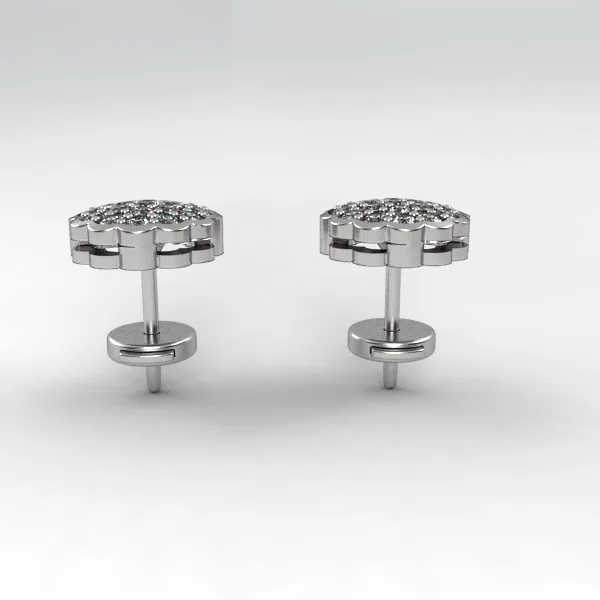 Gold earrings with diamonds // Natural diamonds // Lab diamonds // White gold // Rose gold // Ear19 · 3