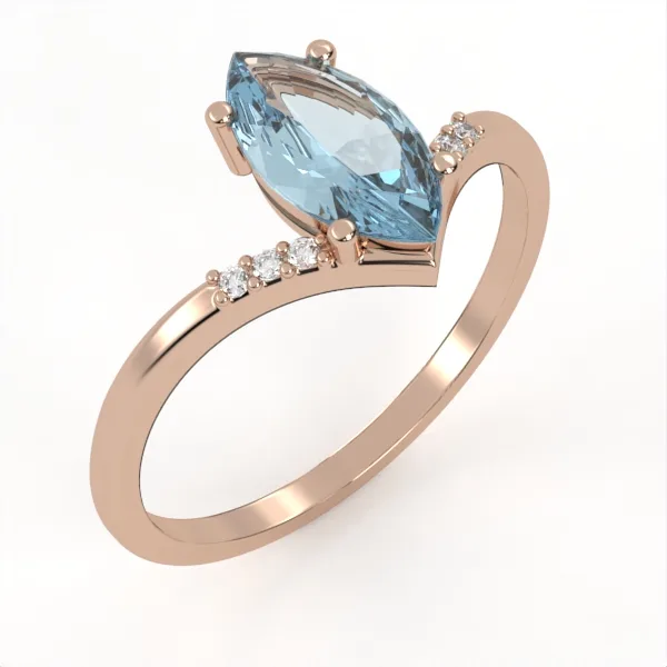 Blue Topaz & Diamond //Gold Ring//Blue Topaz//gift for women//gemstone jewelry//GSR15 · 6