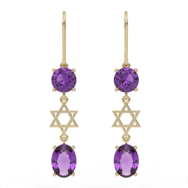 Gold Earrings // Amethyst earrings // Gemstone jewelry // For women // For girl // EAG22 · 3