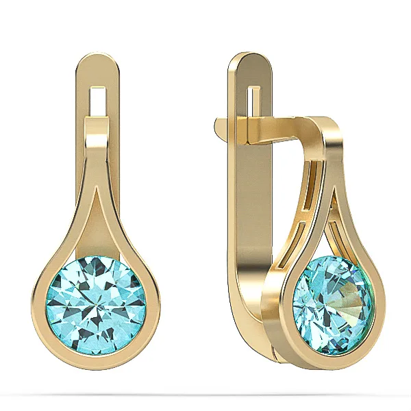 Suisse Blue Topaz Gold Earrings, Chic Everyday Elegance, Perfect Gift for Birthdays or Anniversaries . EAG38 · 3
