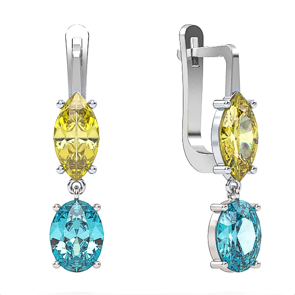 Gold earrings // Citrine and Blue Topaz Suisse // Gemstone jewelry // Model EAG33 · 1