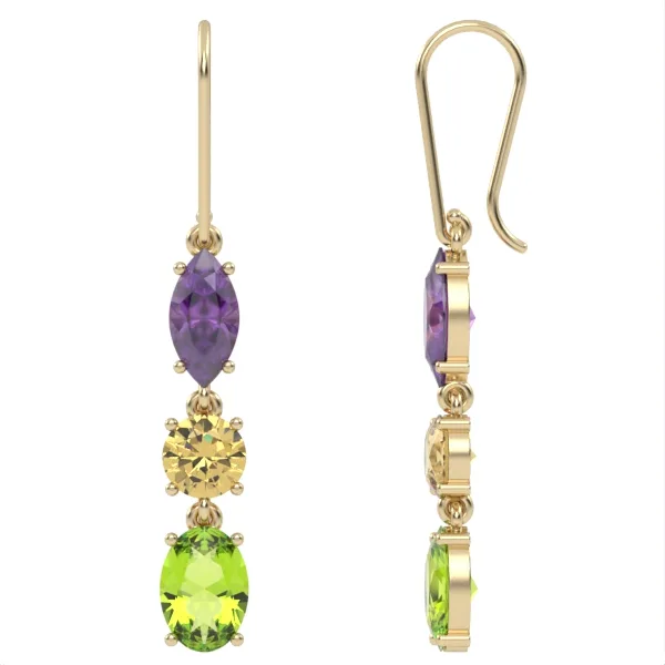 Gold Earrings // Citrine // Amitist // Peridot // For women // Present // Buy gold earrings // EAG1 · 1