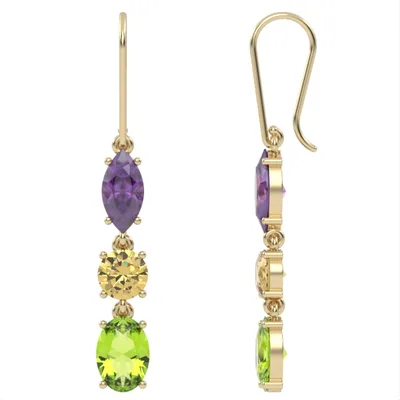 Gold Earrings//citrine//Amitist//Peridot//for women//present//buy gold earrings//EAG1