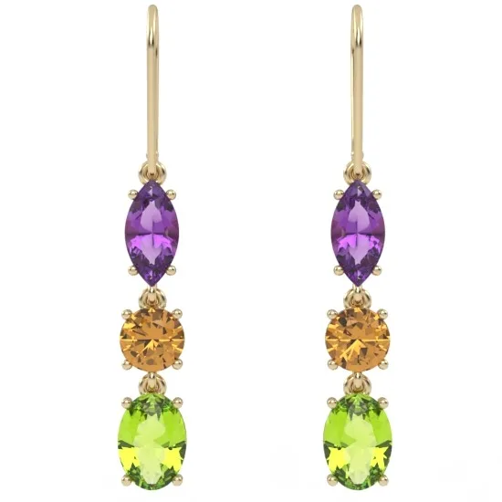 Gold Earrings // Citrine // Amitist // Peridot // For women // Present // Buy gold earrings // EAG1 · 3