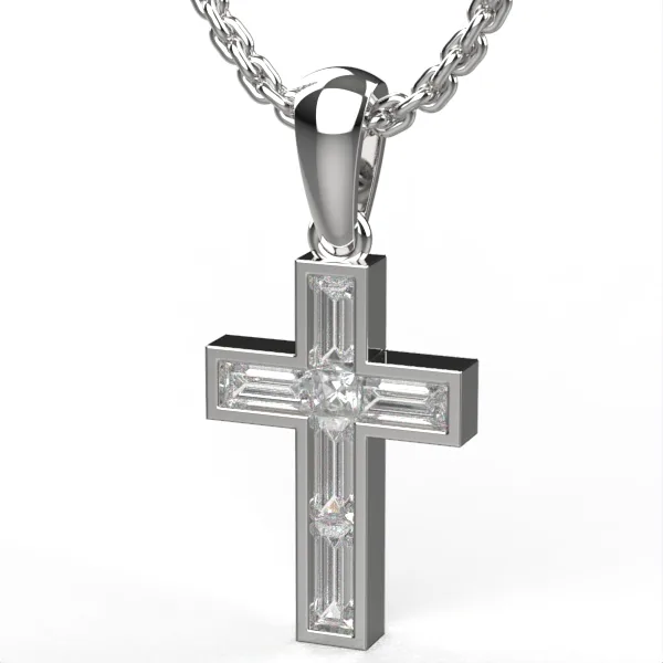 Diamond cross pendant in gold with CVD diamonds, elegant religious jewelry for everyday wear, perfect Christian gift. DP26 · 1