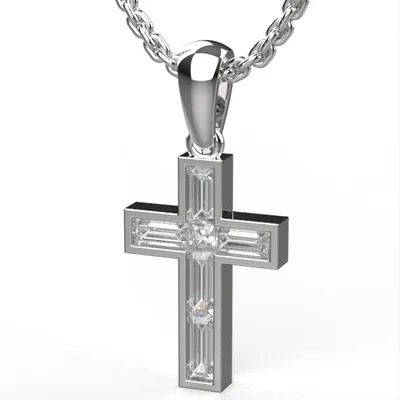 Diamond cross pendant in gold with CVD diamonds, elegant religious jewelry for everyday wear, perfect Christian gift. DP26