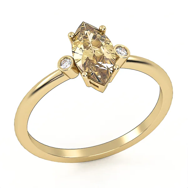 Gold ring//citriner ing//Natural Diamonds//CVD diamonds//for women//GSR6 · 3