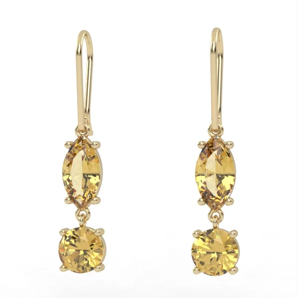 Gold earrings // Citrine earrings // Gemstone jewelry // For women // For girls // EAG23 · 2