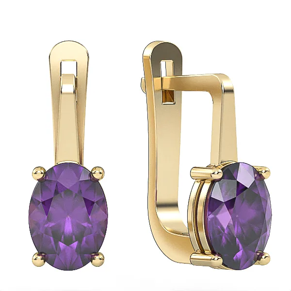 Gold Earrings // Amethyst earrings // Gift // For women // Present // EAG6 · 3