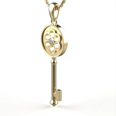 Gold Key Diamond Pendant//Gold Pendant//Natural Diamonds//Lab Diamonds Model DP30