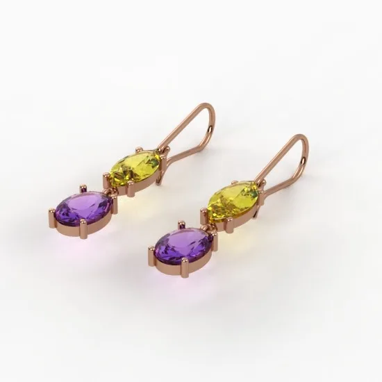 Gold Earrings // Amethyst earrings // Gemstone jewelry // For women // For girl // EAG15 · 5