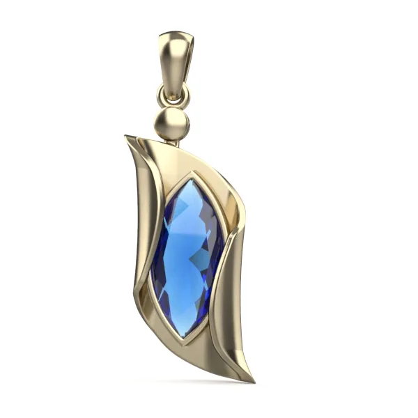 Blue Topaz Pendant // Gold Pendant // Jewelry Gift // Elegant Necklace for Women // Zodiac Birthstone Accessory // DP19 · 1