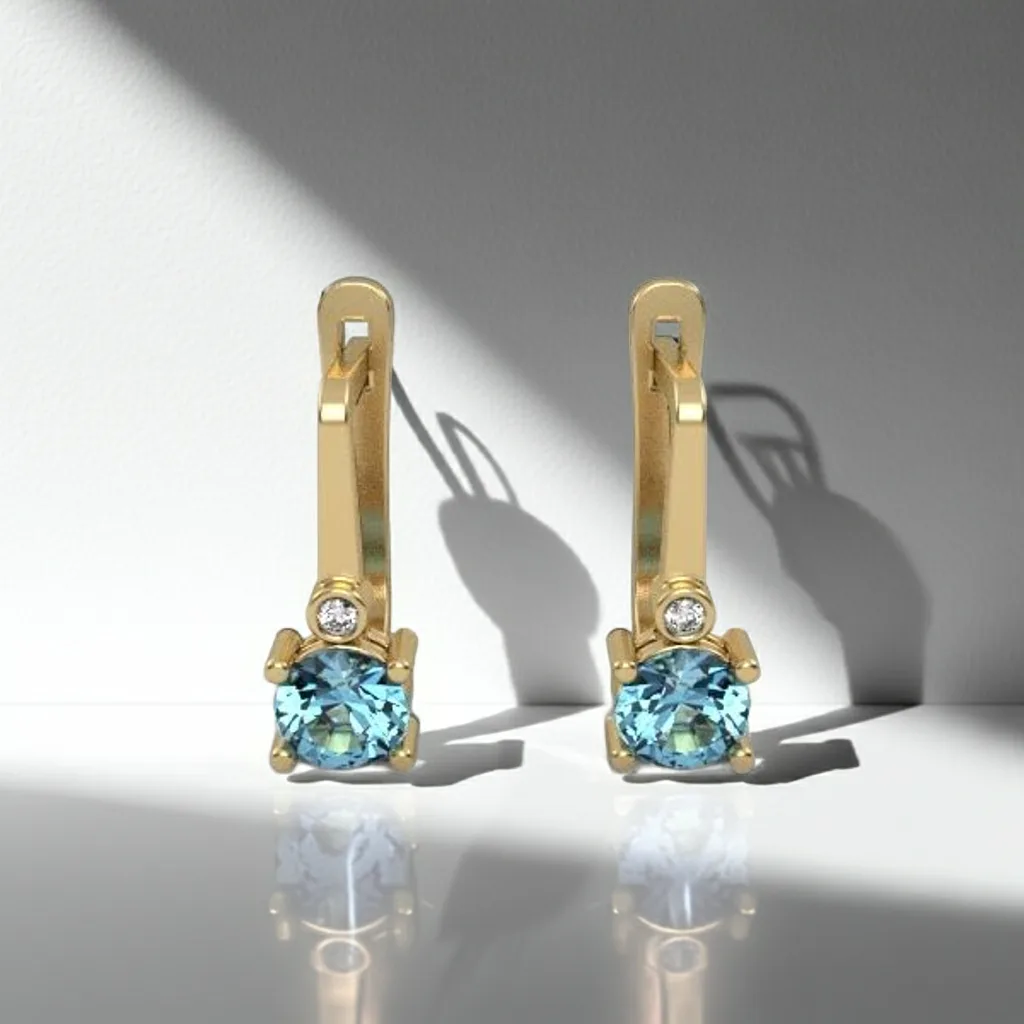 Gold Earrings // Blue Topaz stones // Natural or CVD diamonds // Model EAG36 · 5