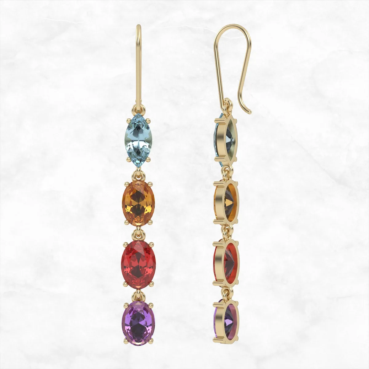 Dazzling gold earrings with precious stones, stylish design, made of yellow, rose or white gold, an ideal gift for girls and women. Model EAR12 · 5
