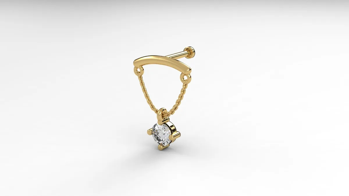 Curved Labret Diamond Piercing Model PR2 · 4