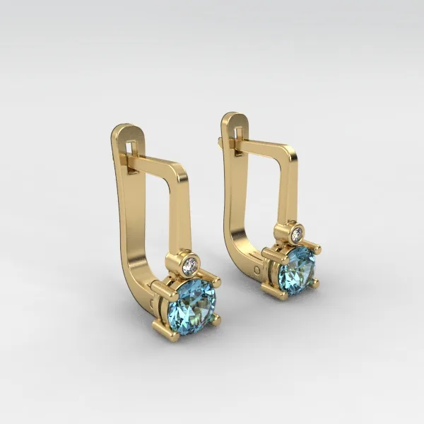 Gold Earrings // Blue Topaz stones // Natural or CVD diamonds // Model EAG36 · 4