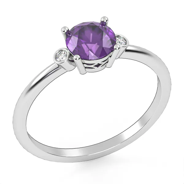 Gold ring//Amethyst ring//Natural Diamonds//CVD diamonds//for women//GSR5 · 3
