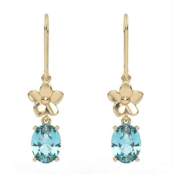 Gold earrings // Blue Topaz Suiss // For women // For girl // EAG16 · 3