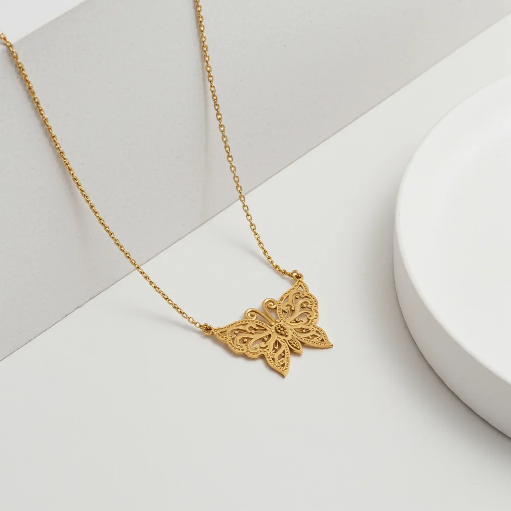 Gold Pendant // Pendant butterfly // Rose gold // White gold // Gift // Fine jewelry // Elegant pendant // DP49 · 5