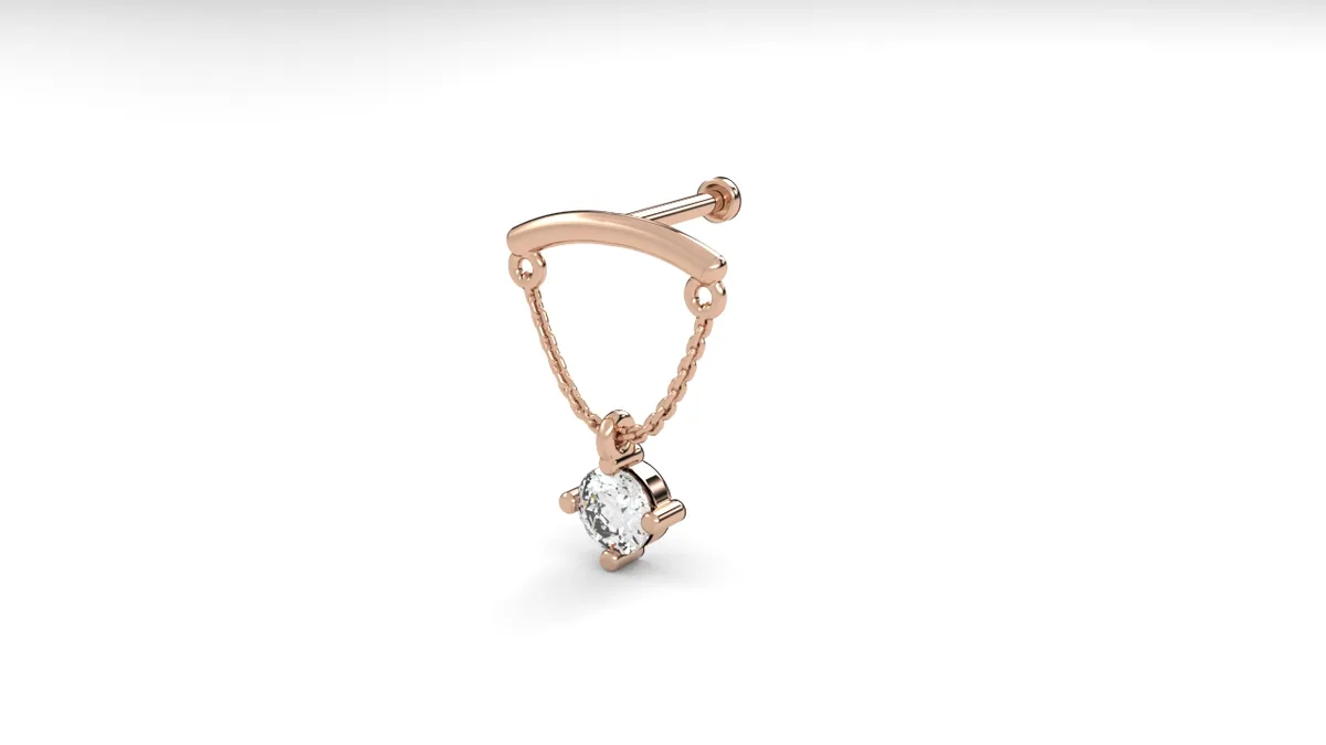 Curved Labret Diamond Piercing Model PR2 · 3